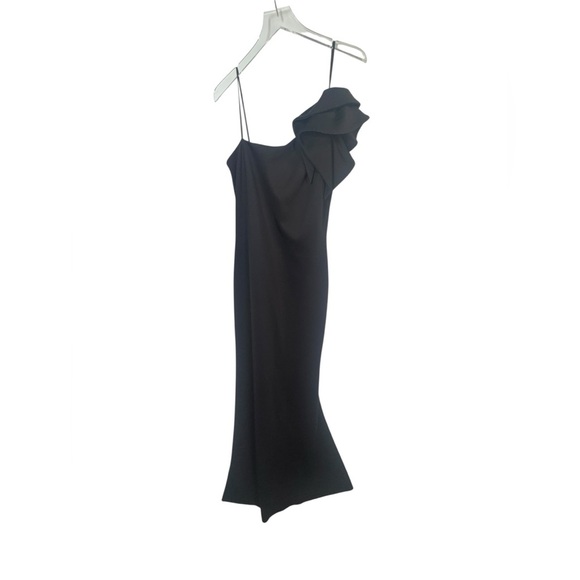 BETSY & ADAM DAISY" LONG SCUBA CREPE ONE SHOULDER DRESS SIZE 12 B1411 - Picture 4 of 6